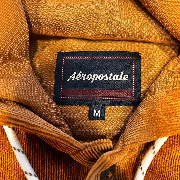 NWT Aeropostale Caramel Cafe Hooded Corduroy Button Up Long Sleeve Shirt Size M - Picture 5 of 8